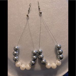 Beaded silver and gray earrings